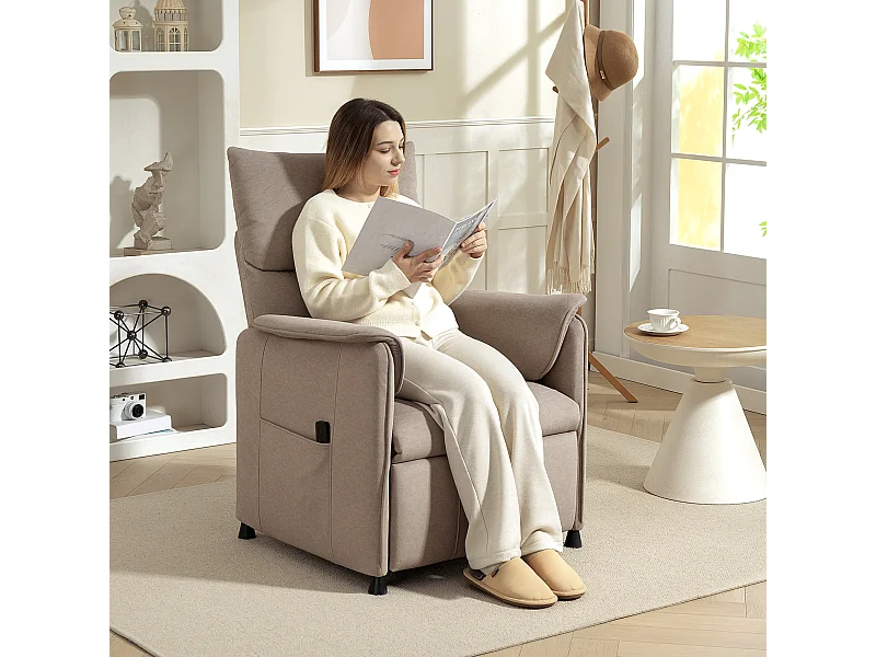 Poltrona reclinabile elettrica brushless con poggiapiedi marrone