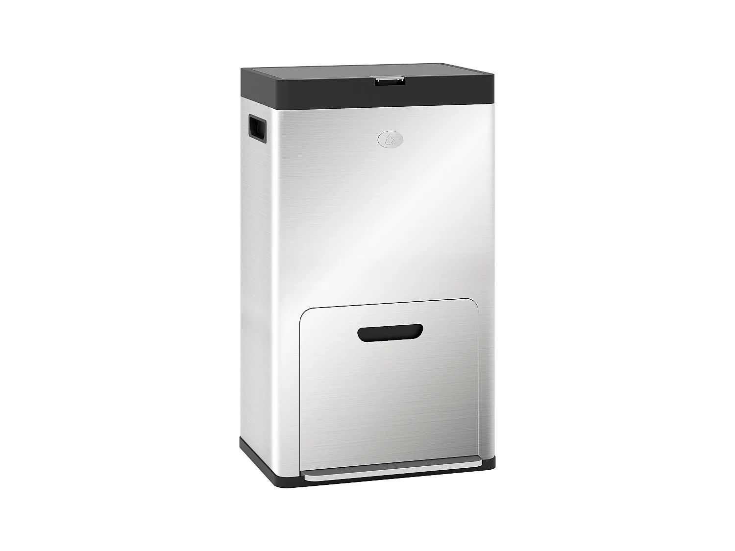 Bidone immondizia a 3 sezioni da 56l 45.7x35.8x76 cm argento