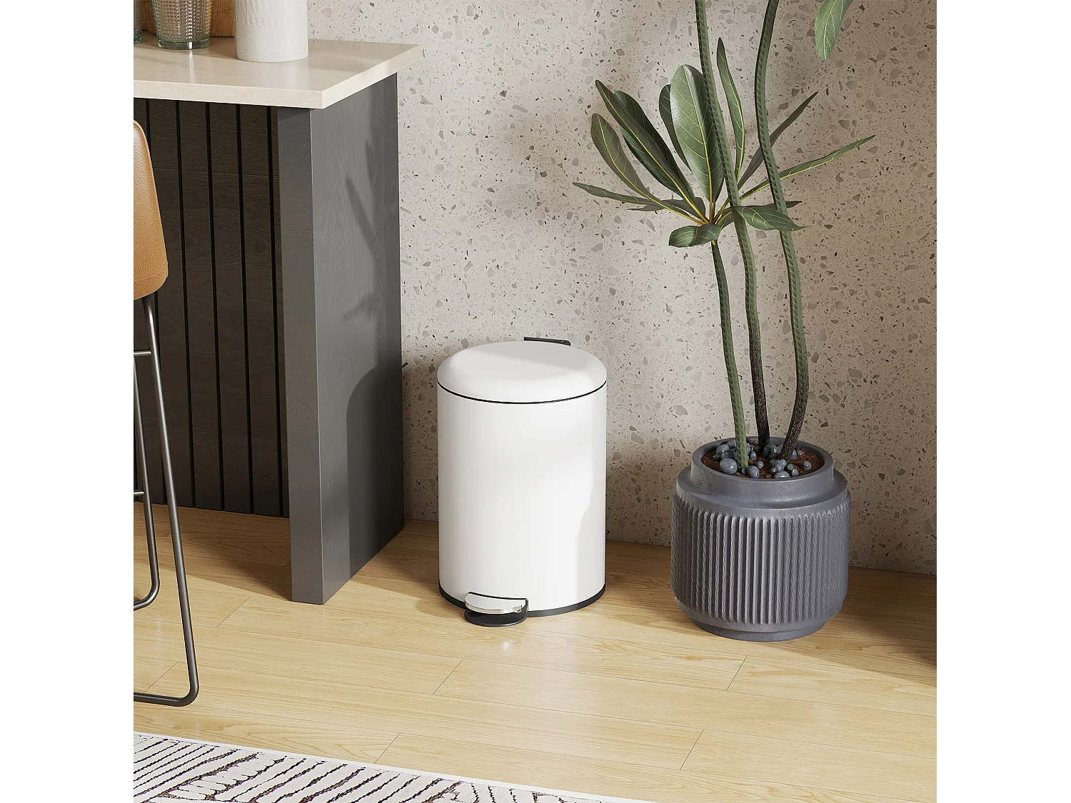 Bidone immondizia a pedale da 20l in metallo e pp 36x30x44.5 cm crema