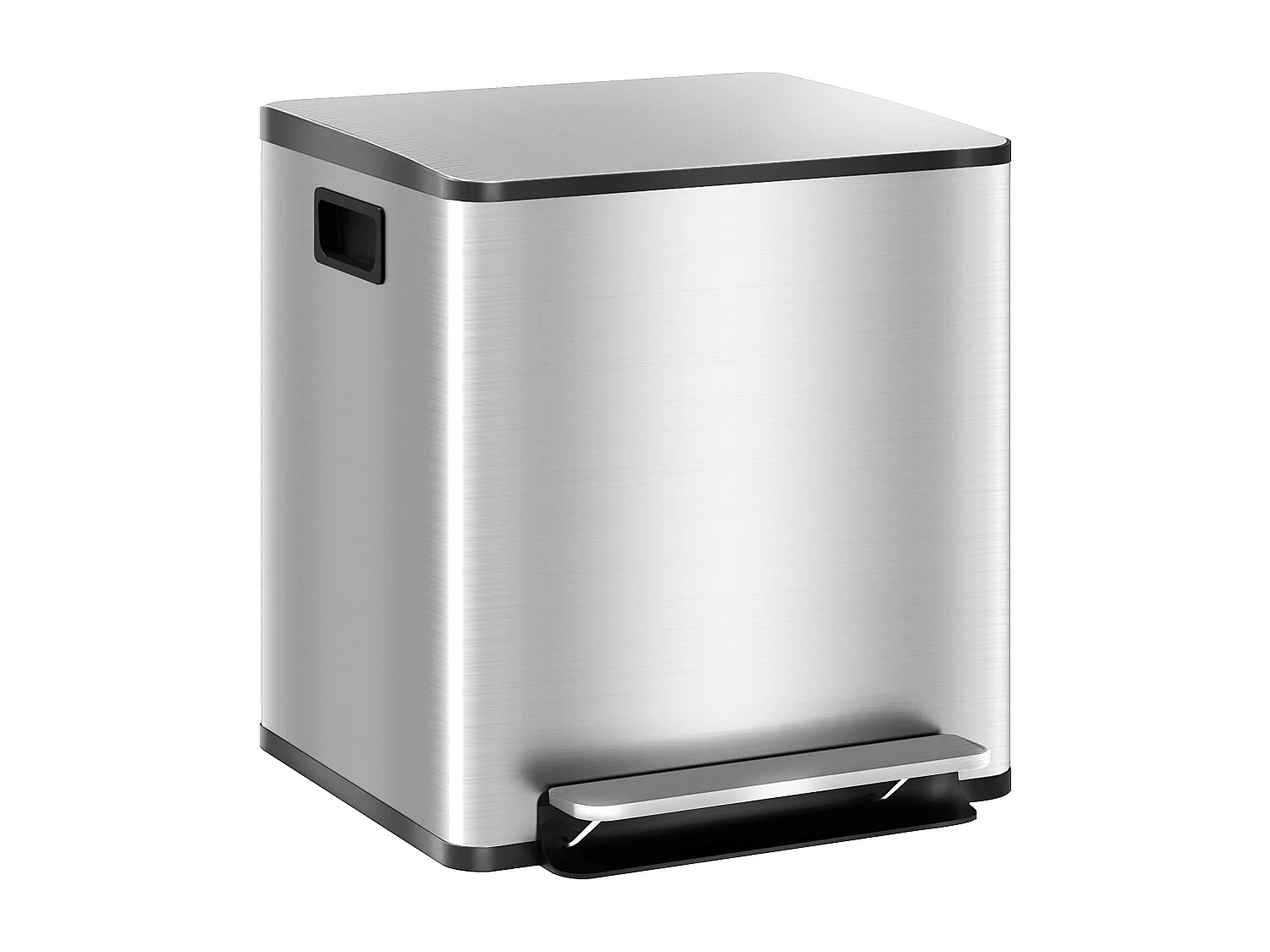 Bidone immondizia a 2 sezioni da 15l in acciaio e pp 41.8x36.7x44 cm