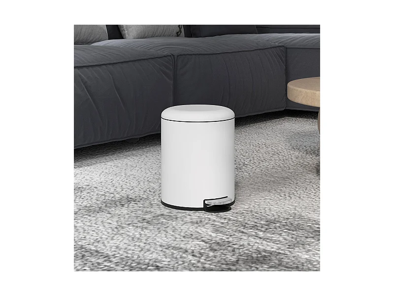 Bidone immondizia a pedale da 5l in metallo e pp 26.5x21x28 cm crema