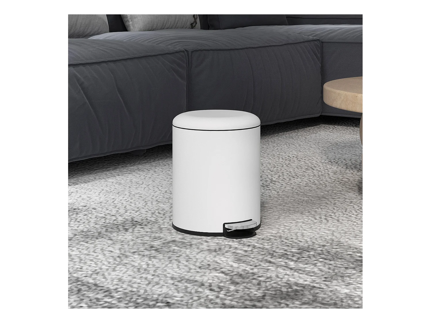 Bidone immondizia a pedale da 5l in metallo e pp 26.5x21x28 cm crema