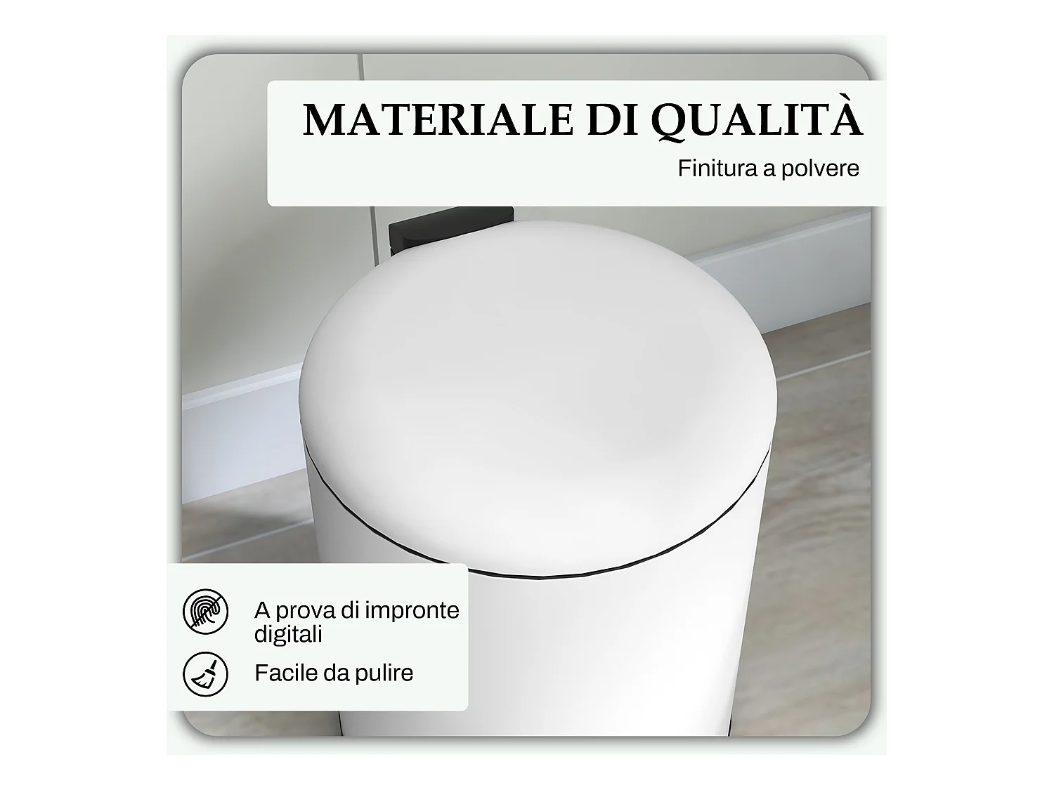 Bidone immondizia a pedale da 5l in metallo e pp 26.5x21x28 cm crema
