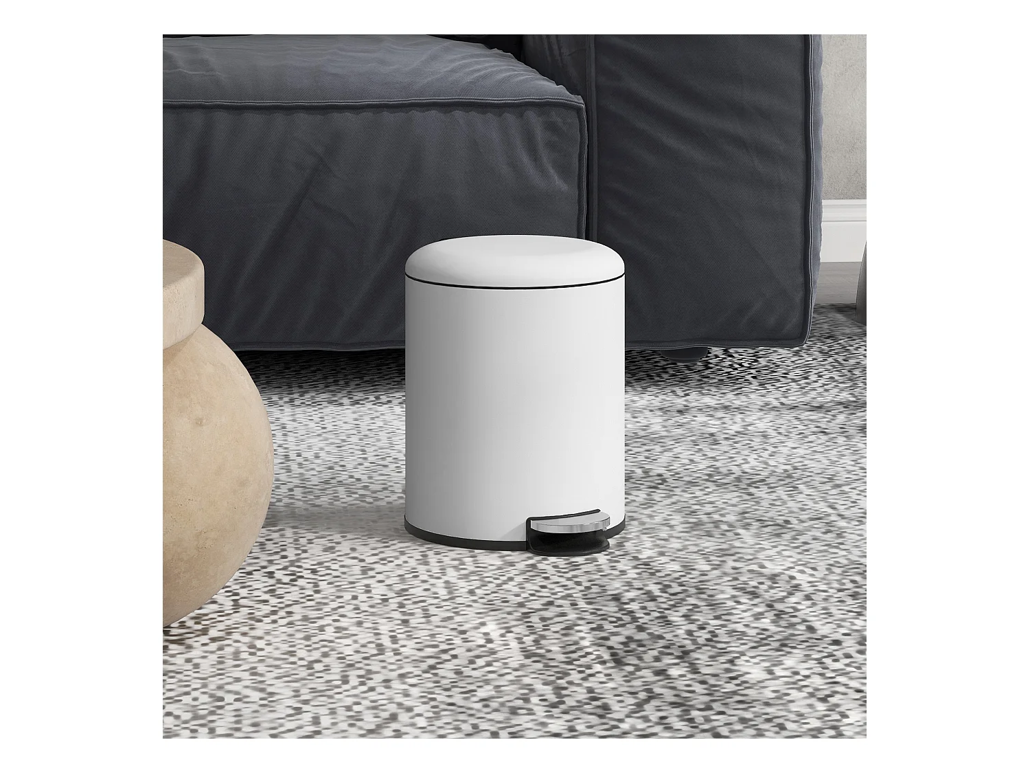 Bidone immondizia a pedale da 5l in metallo e pp 26.5x21x28 cm crema