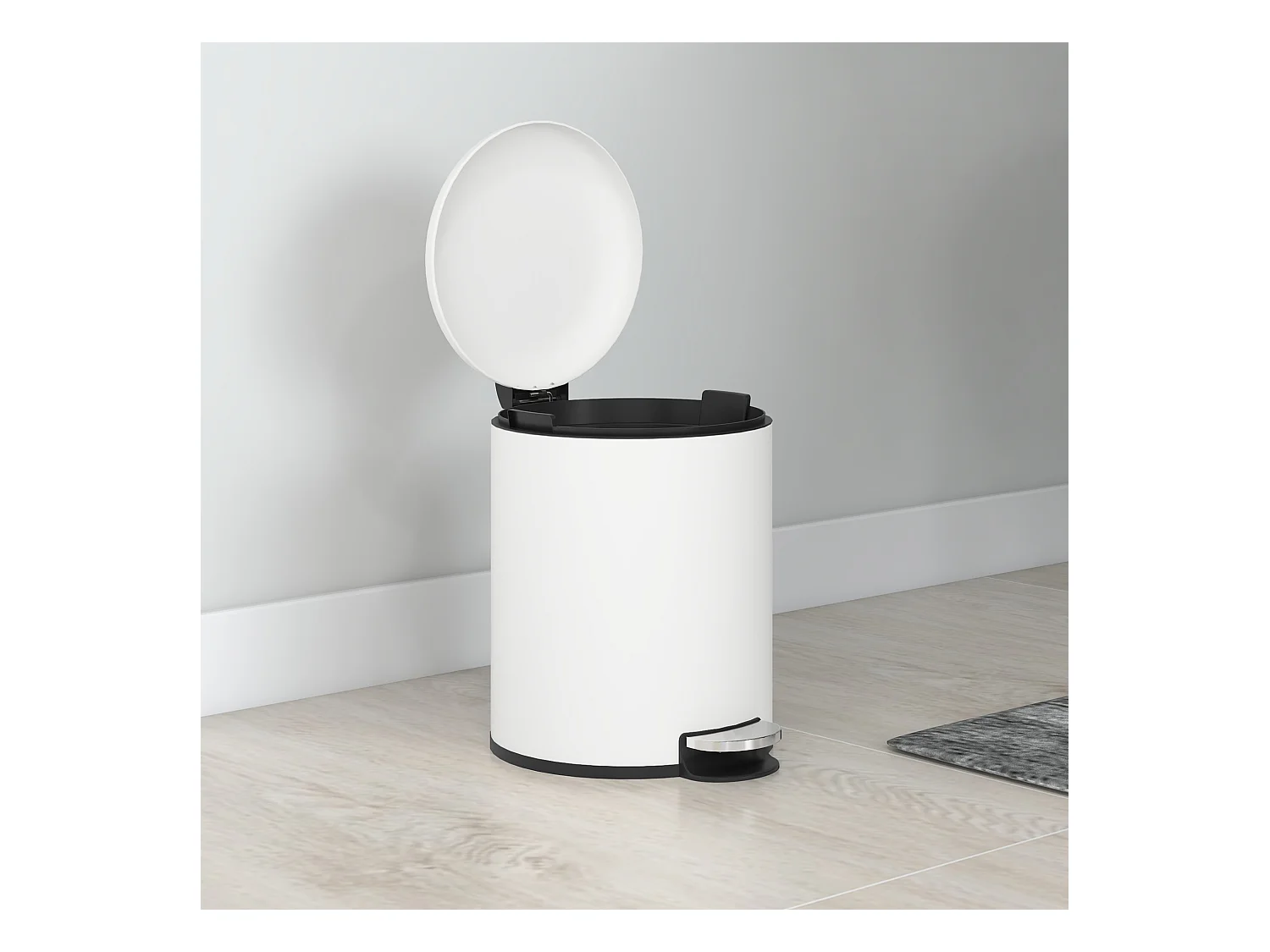 Bidone immondizia a pedale da 5l in metallo e pp 26.5x21x28 cm crema