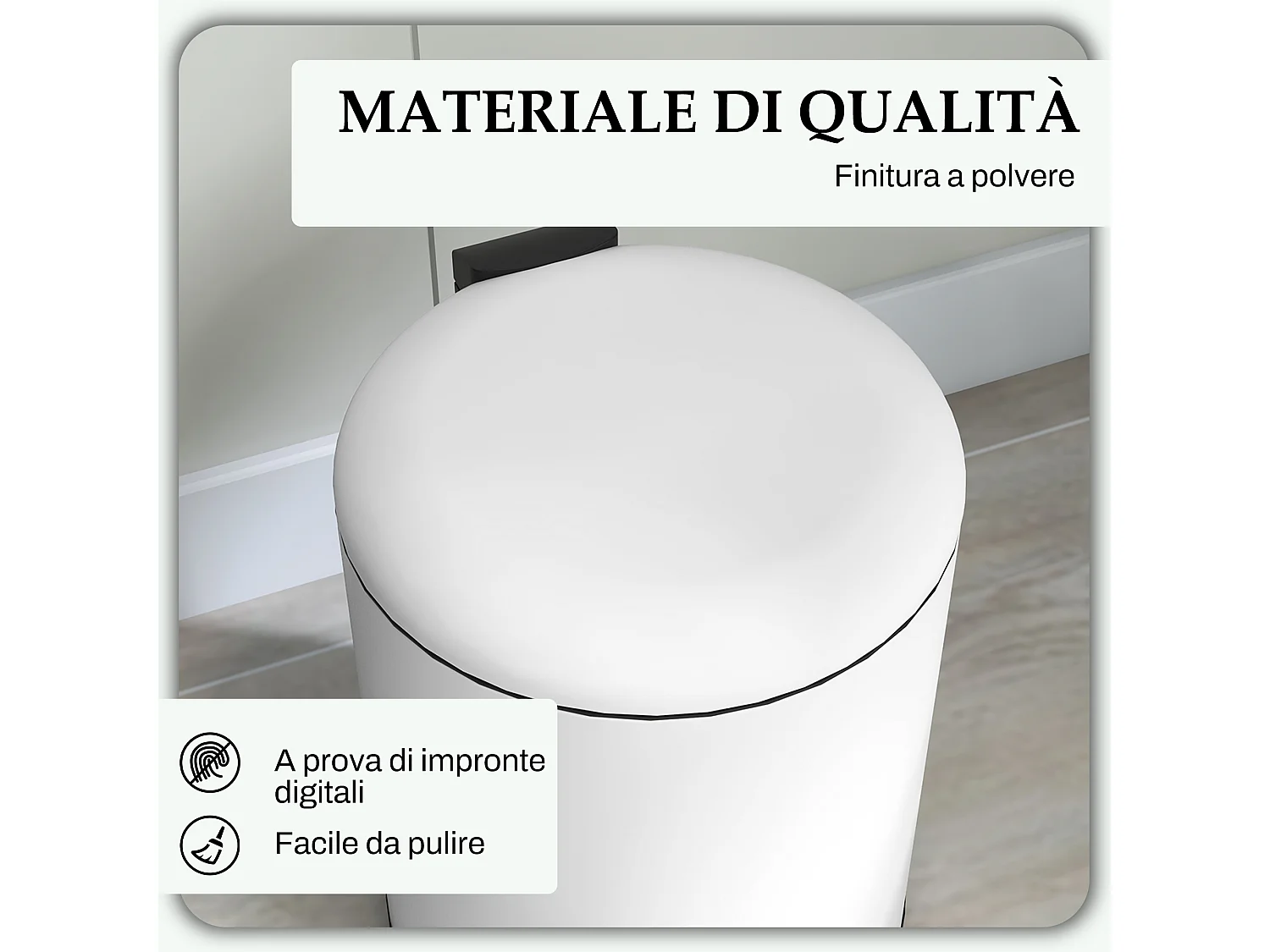 Bidone immondizia a pedale da 5l in metallo e pp 26.5x21x28 cm crema