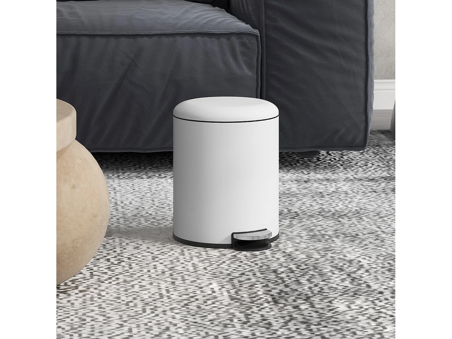 Bidone immondizia a pedale da 5l in metallo e pp 26.5x21x28 cm crema