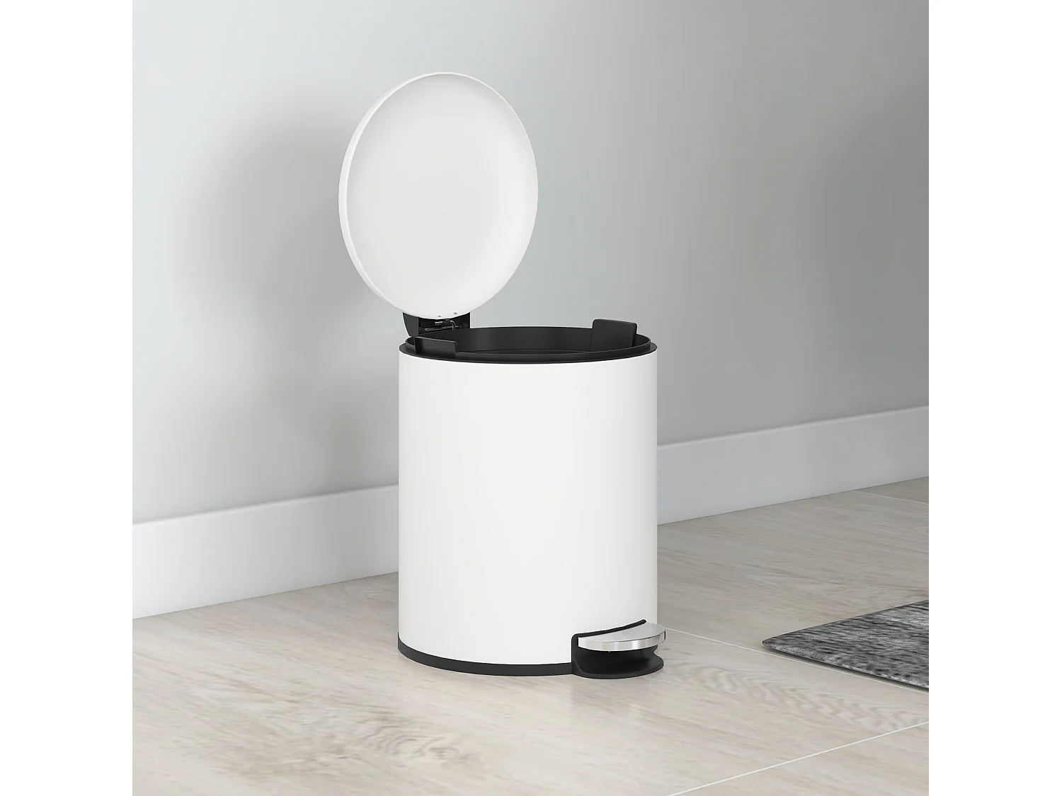 Bidone immondizia a pedale da 5l in metallo e pp 26.5x21x28 cm crema