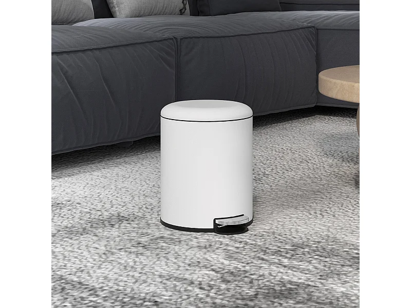 Bidone immondizia a pedale da 5l in metallo e pp 26.5x21x28 cm crema