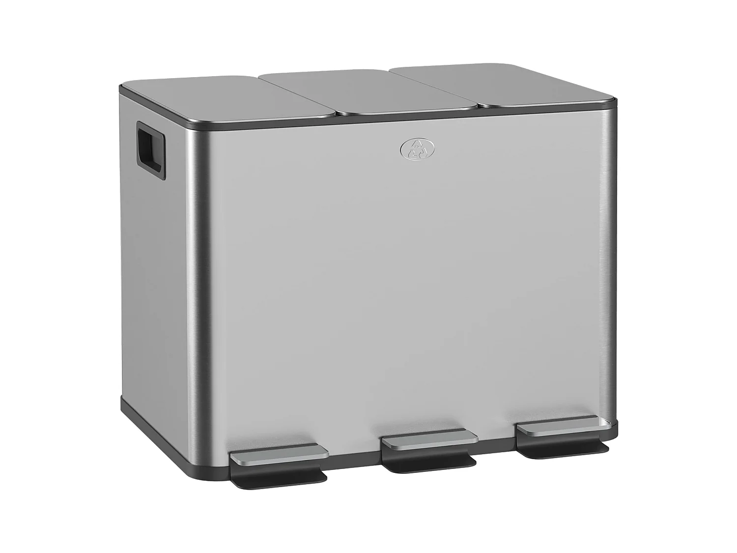 Bidone immondizia a 3 sezioni da 20l in acciaio e pp 61.9x36.6x56.7 cm