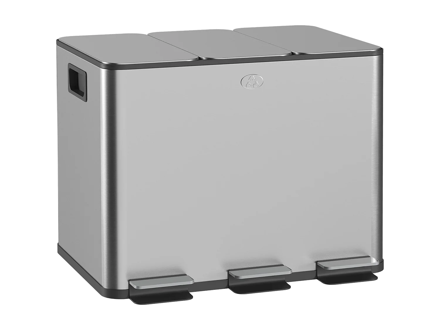 Bidone immondizia a 3 sezioni da 20l in acciaio e pp 61.9x36.6x56.7 cm