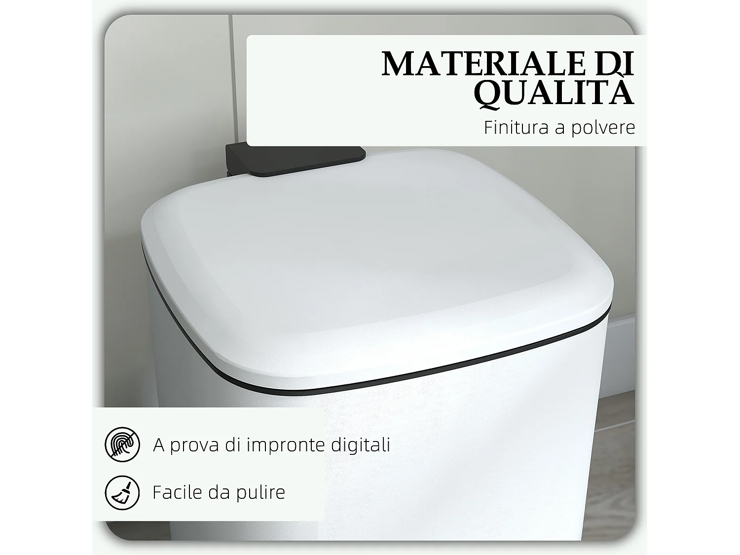 Bidone immondizia da 12l con chiusura silenziosa 24.5x32x34.5cm bianco