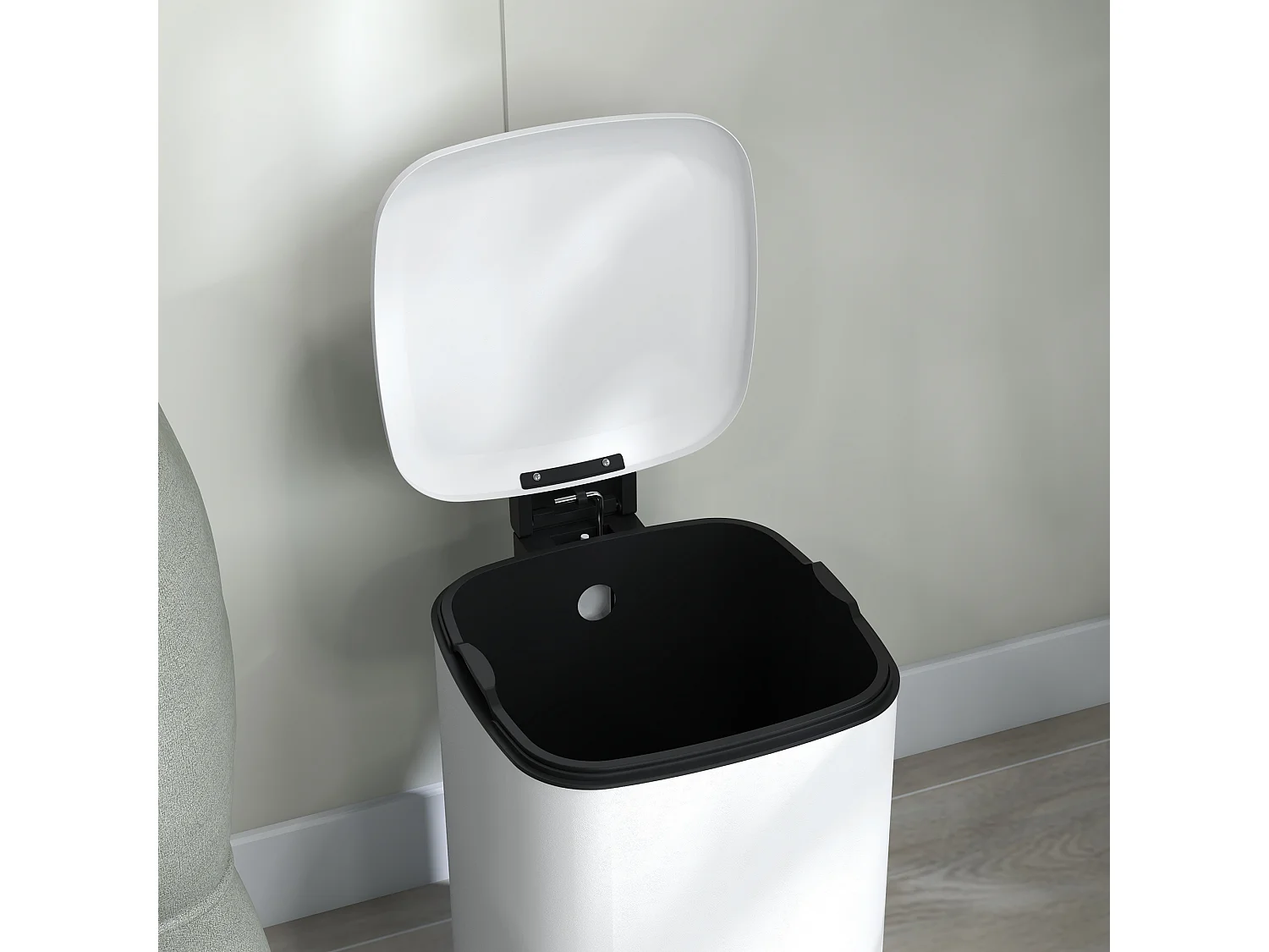 Bidone immondizia da 12l con chiusura silenziosa 24.5x32x34.5cm bianco