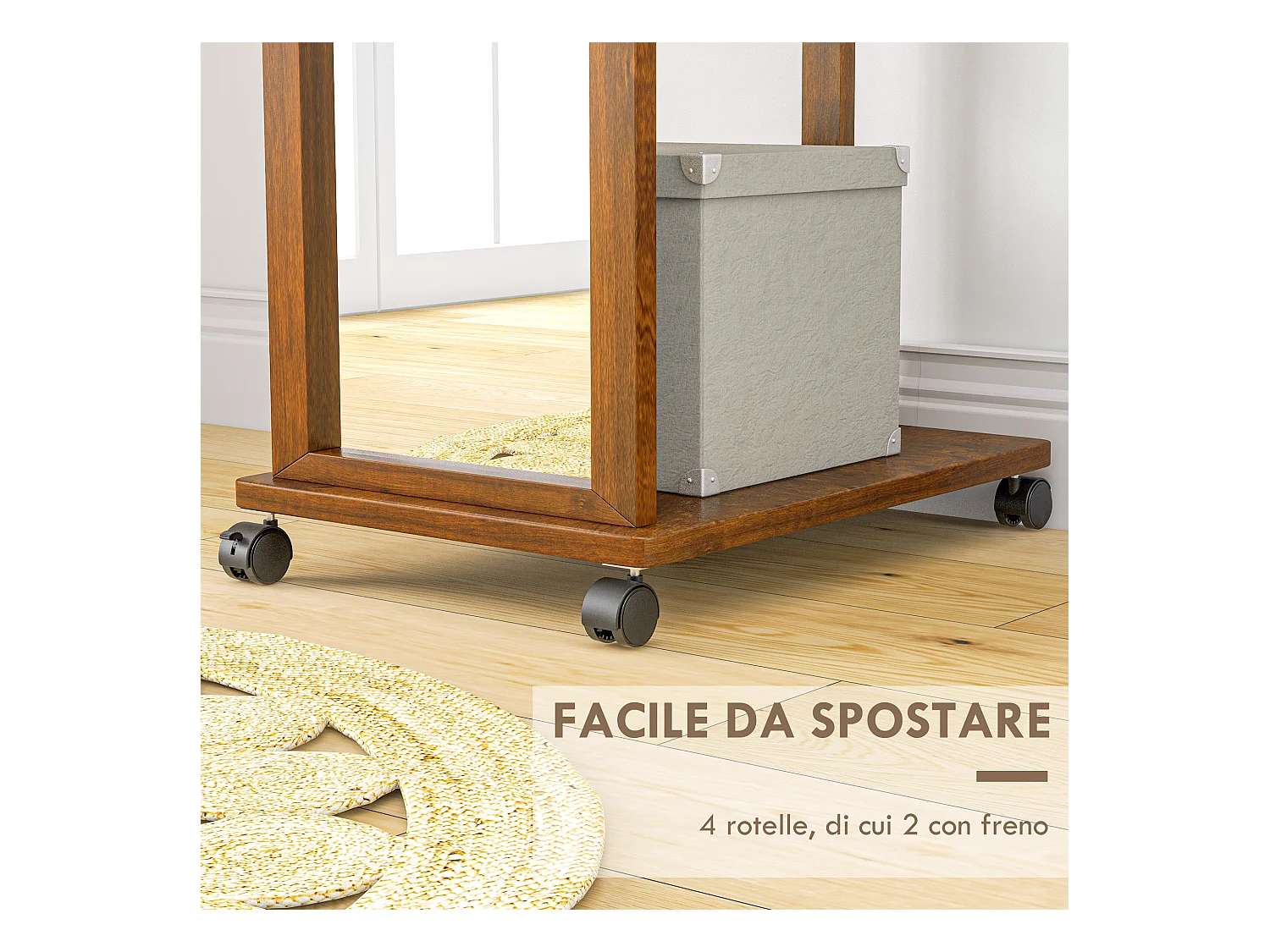 Specchio da camera e ingresso con ripiano inferiore e binario