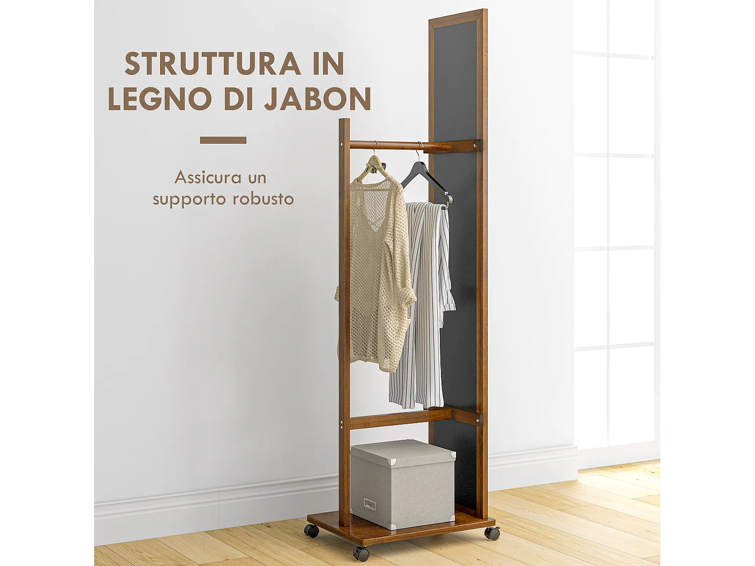 Specchio da camera e ingresso con ripiano inferiore e binario