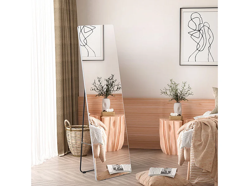 Specchio da terra e parete alto con struttura in alluminio