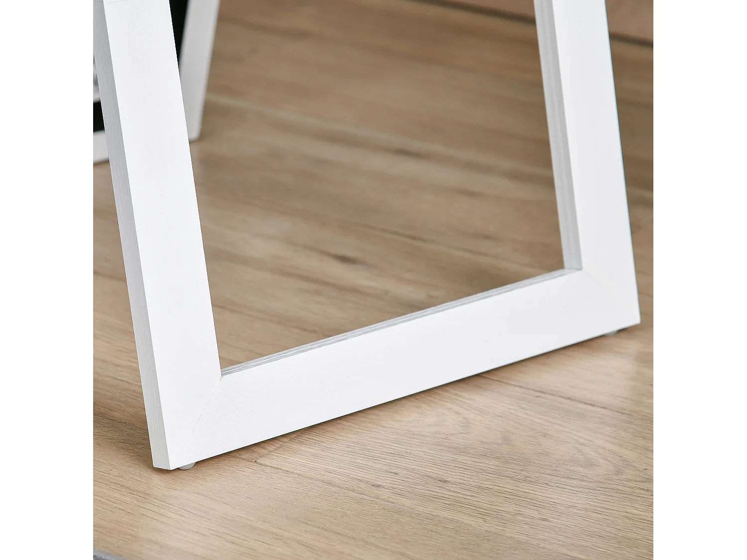 Specchio a figura intera con supporto richiudibile in mdf vetro bianco