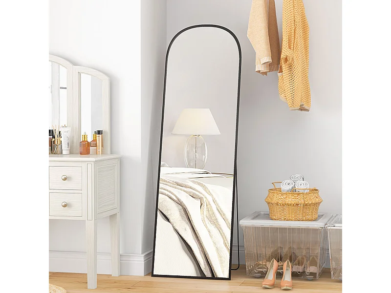 Specchio da terra e parete con supporto pieghevole 50x161.5cm nero