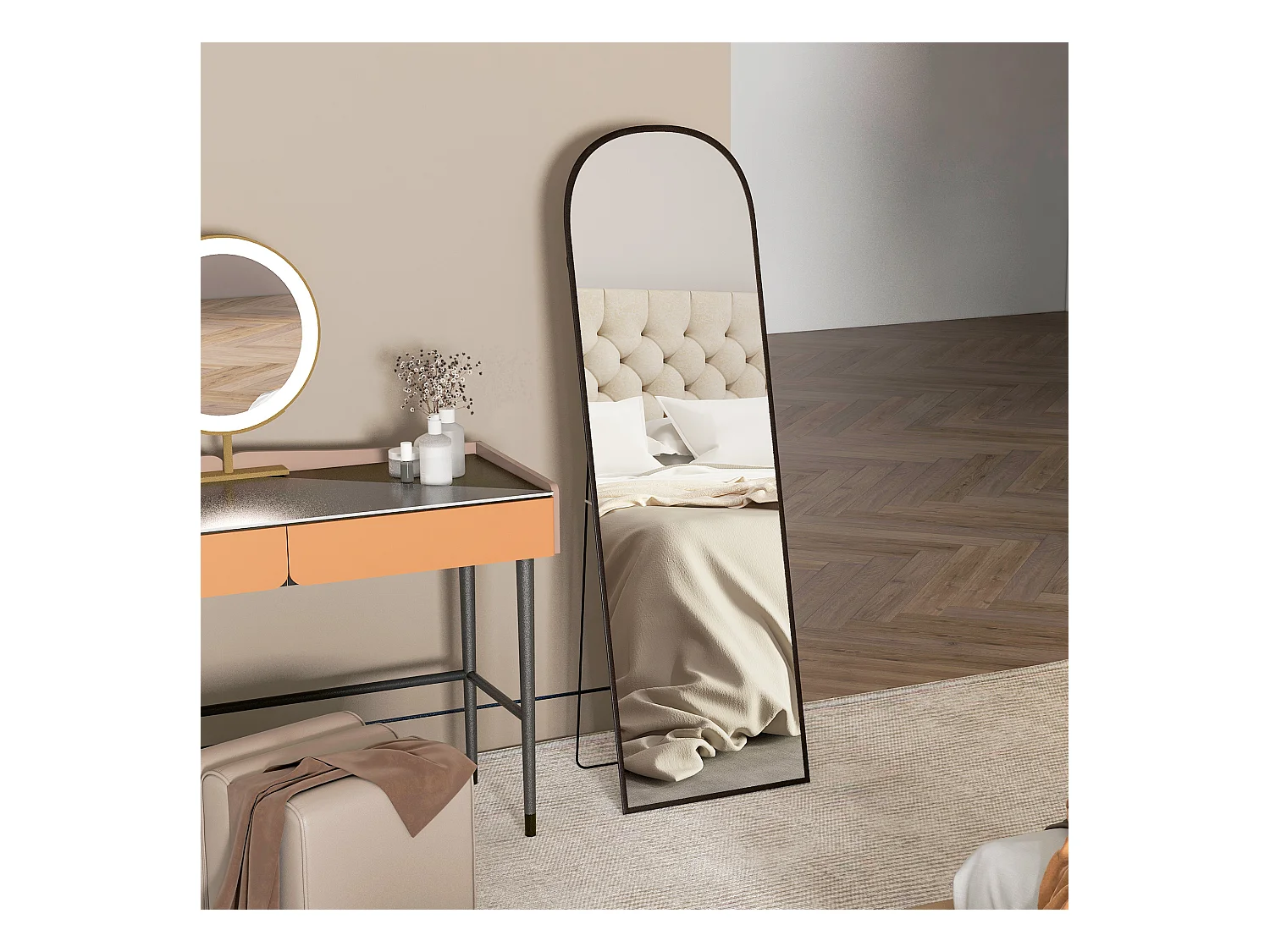 Specchio da terra e parete con supporto pieghevole 50x161.5cm nero