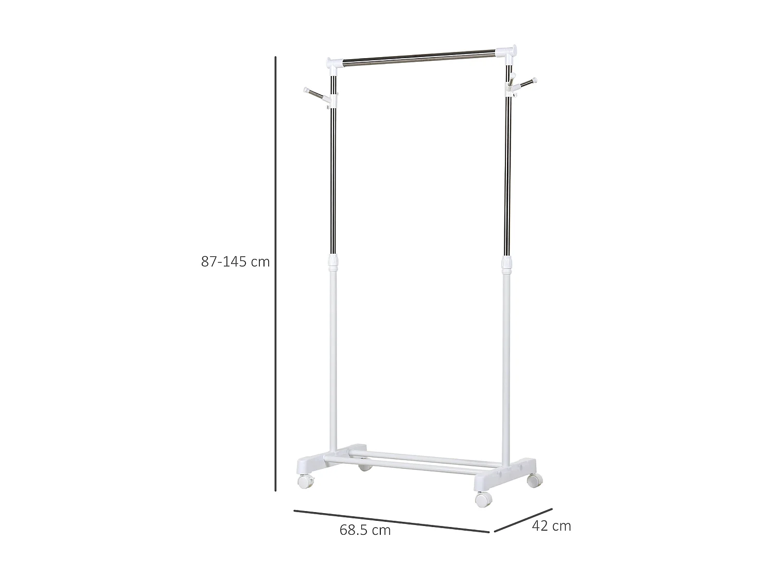 Appendiabiti stender ad altezza regolabile con 4 rotelle