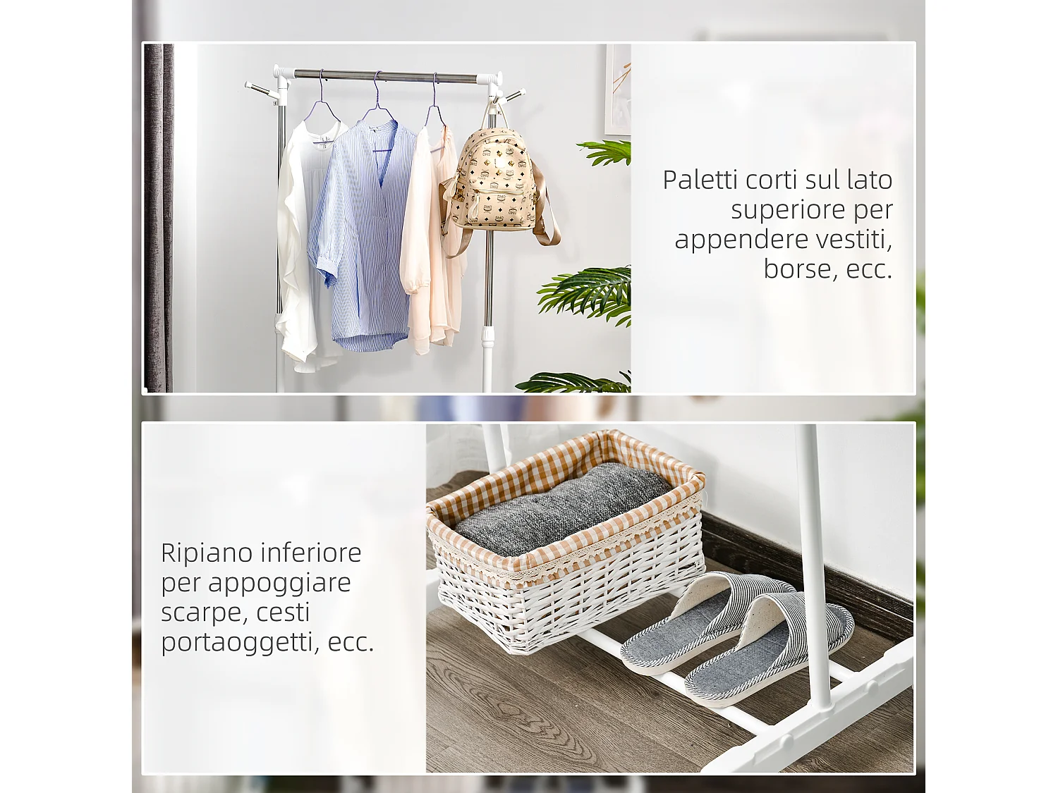 Appendiabiti stender ad altezza regolabile con 4 rotelle