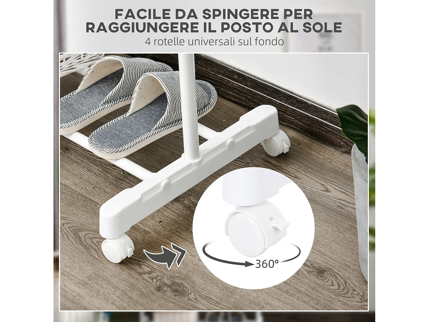 Appendiabiti stender ad altezza regolabile con 4 rotelle