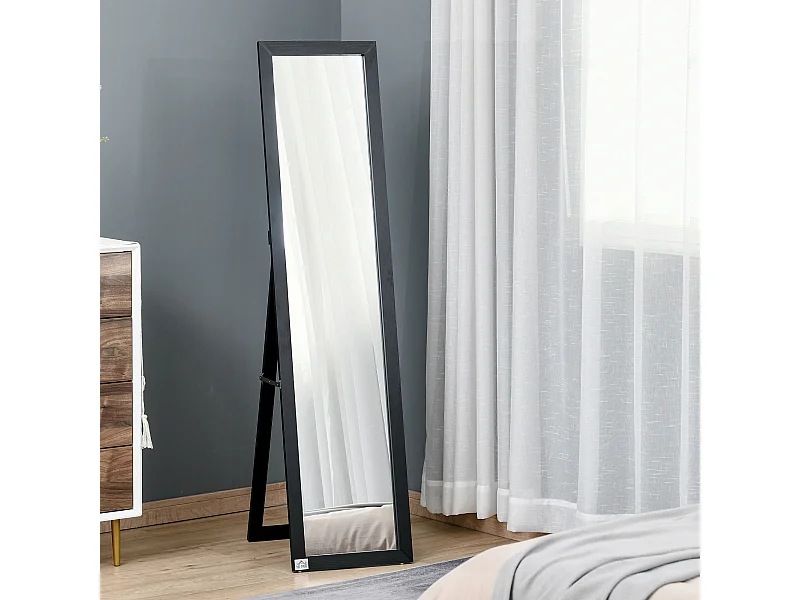 Specchio da terra e parete con supporto richiudibile e cornice