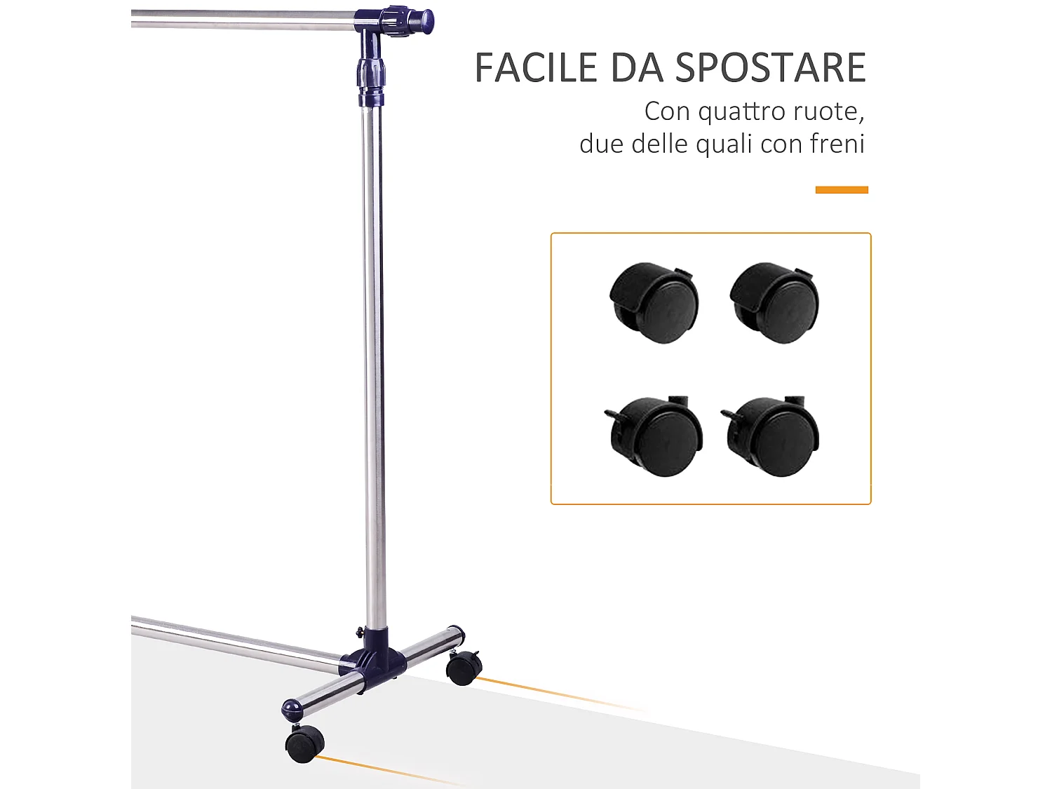 Appendiabiti stender regolabili in acciaio inox su ruote