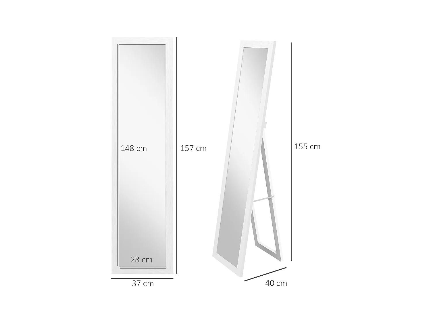 Specchio moderno a parete o muro con cornice piedini e ganci