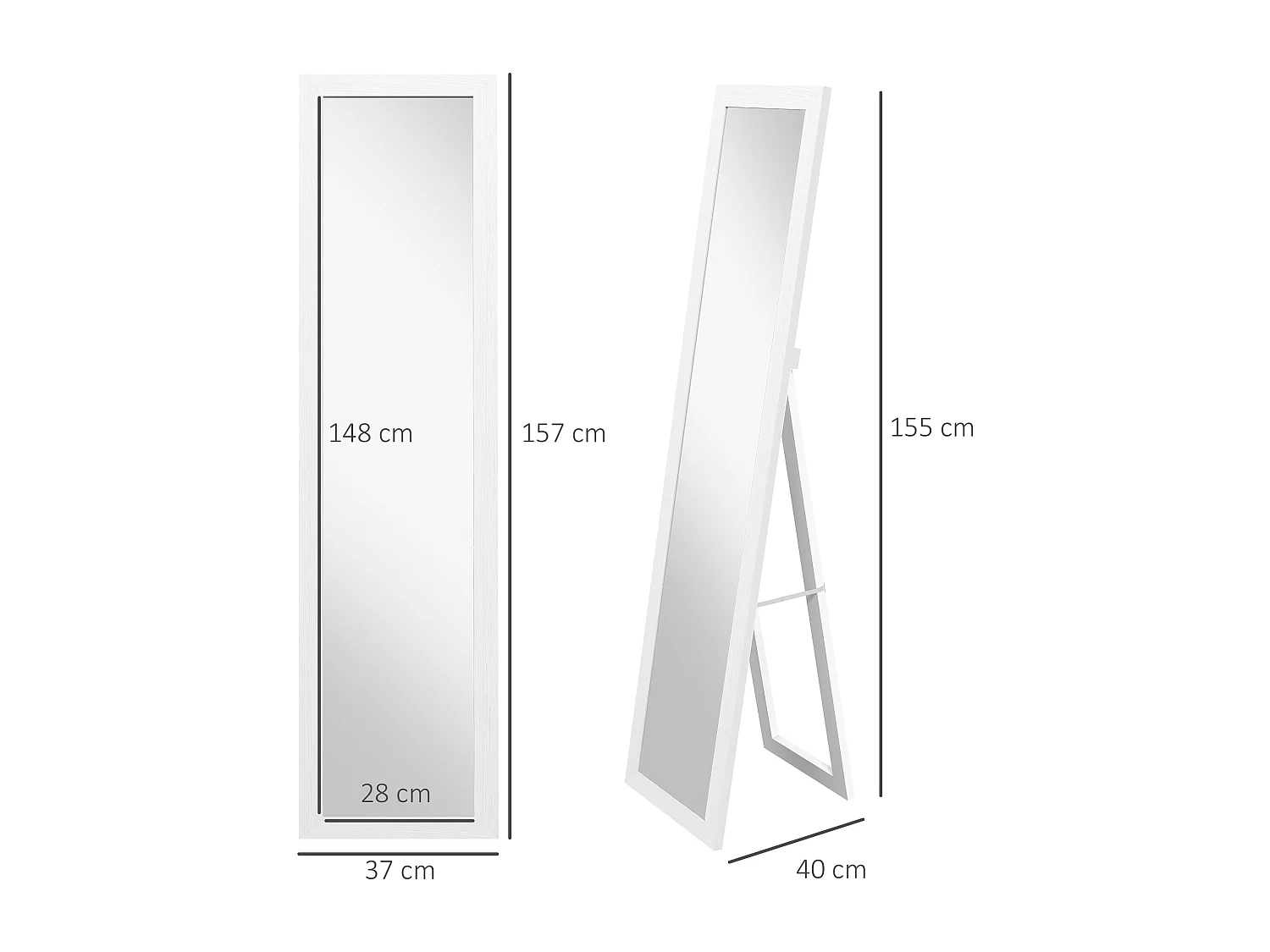 Specchio moderno a parete o muro con cornice piedini e ganci