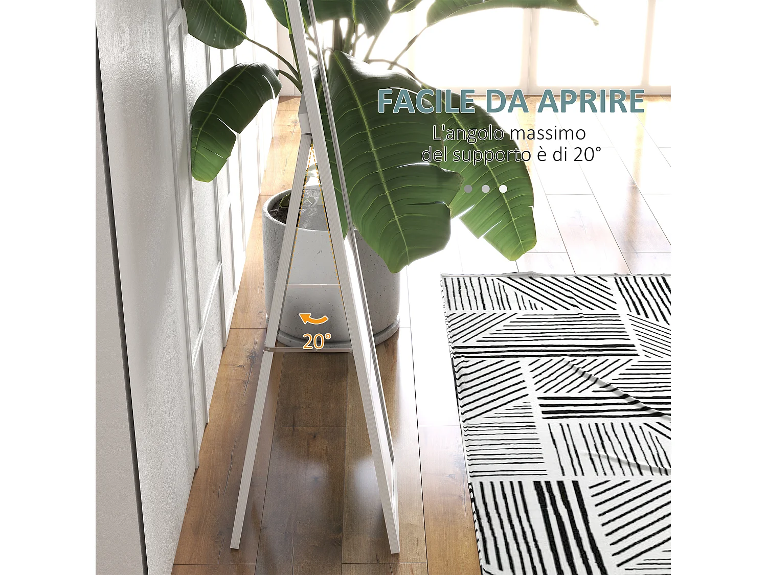 Specchio moderno a parete o muro con cornice piedini e ganci