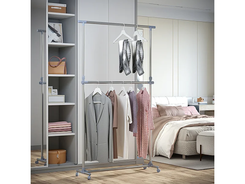 Stand appendiabiti altezza regolabile con 4 ruote girevoli