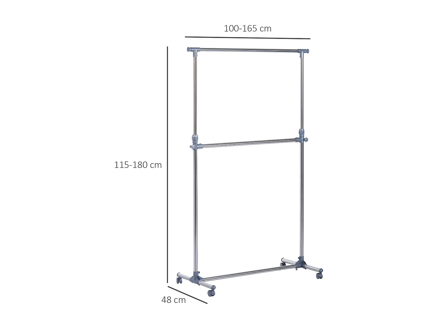 Stand appendiabiti altezza regolabile con 4 ruote girevoli