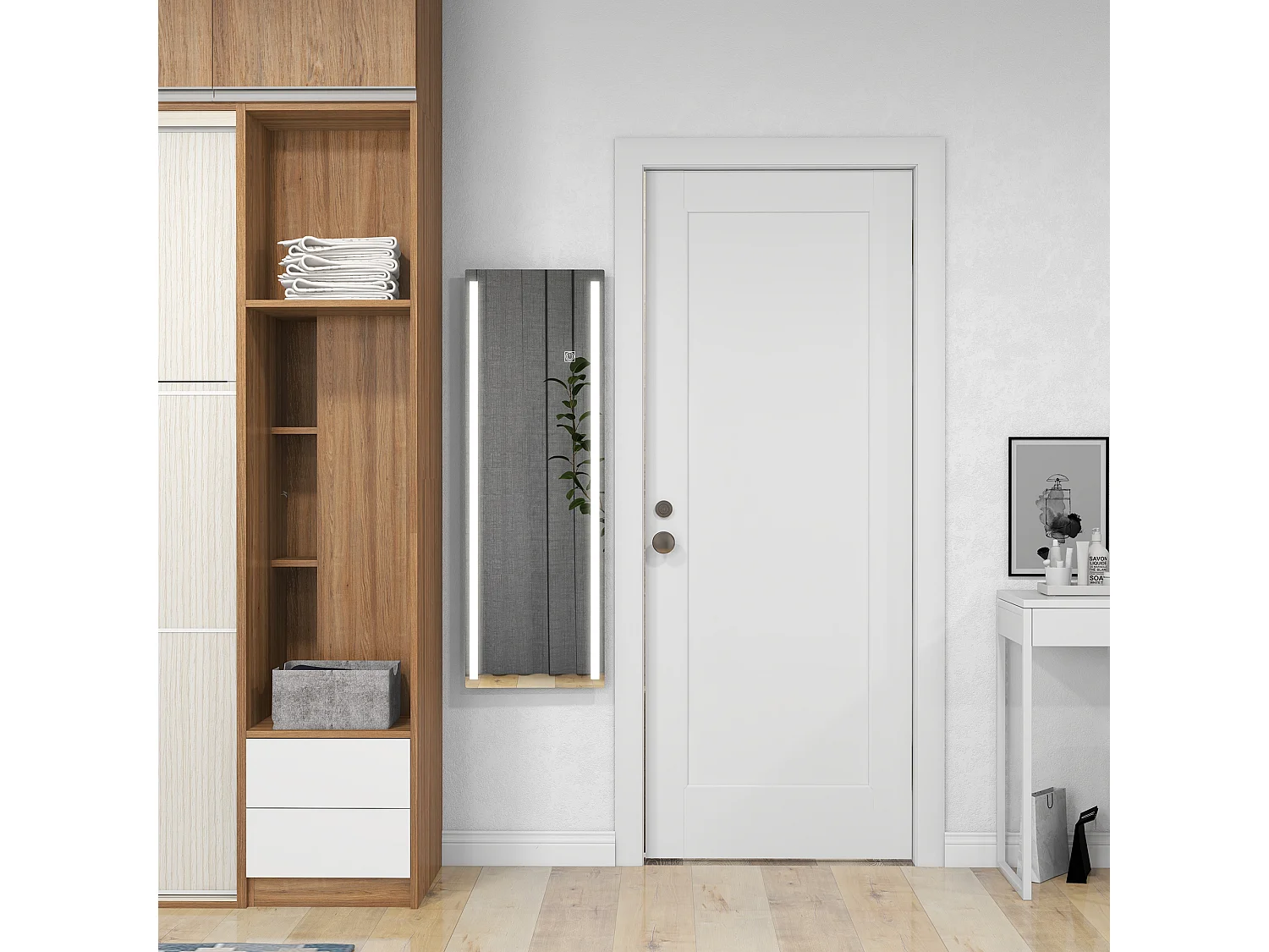 Specchio da parete rettangolare touch con luci led regolabili