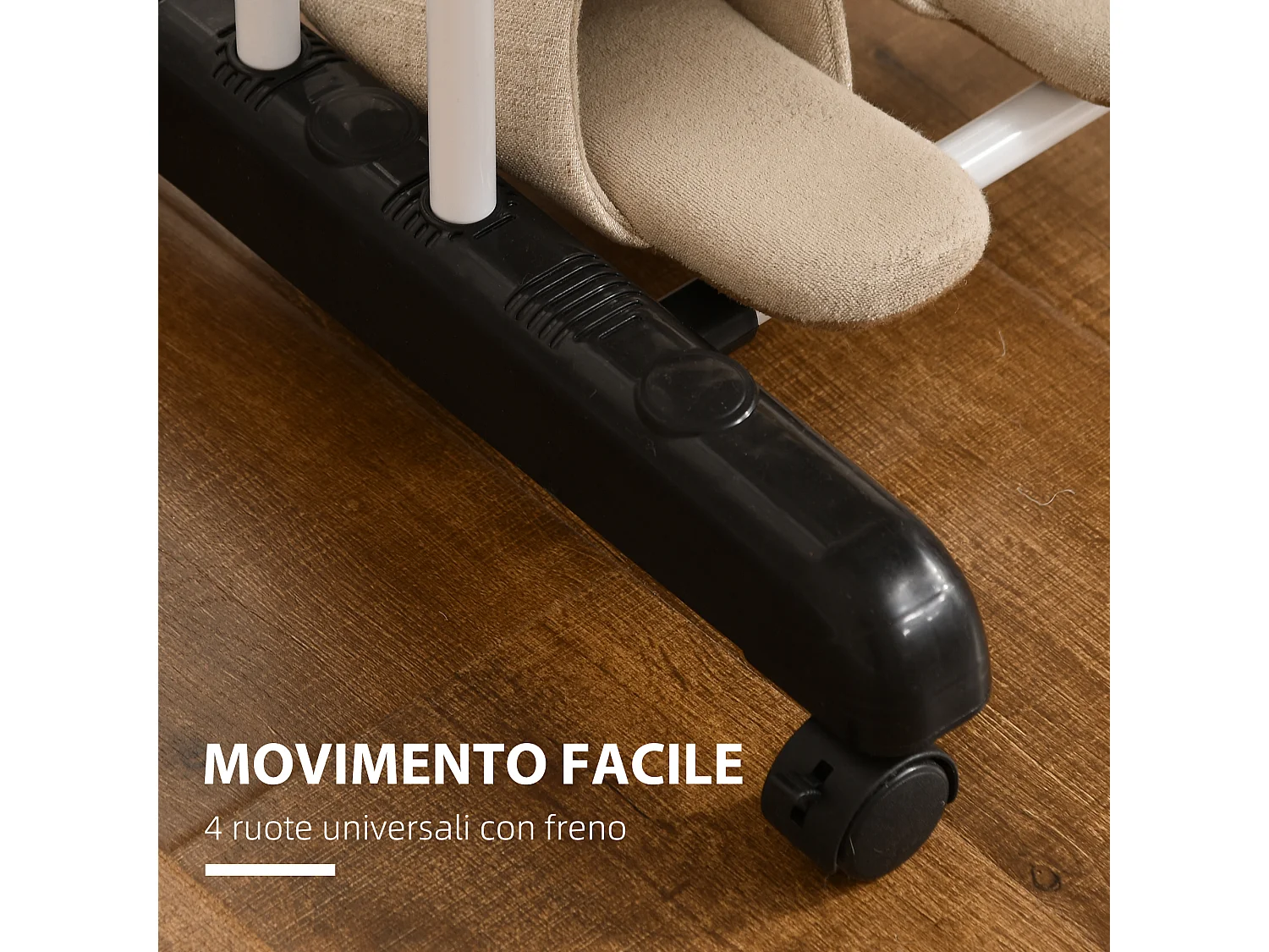 Stendibiancheria a 4 livelli con 4 ruote girevoli in acciaio e pp nero