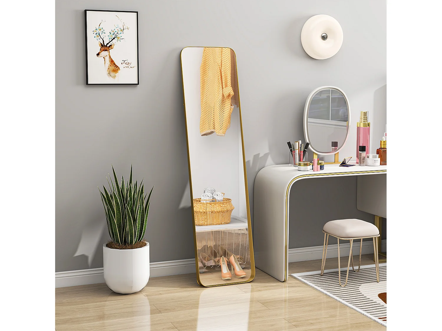 Specchio da terra figura intera con cavalletto 40x160 cm Oro