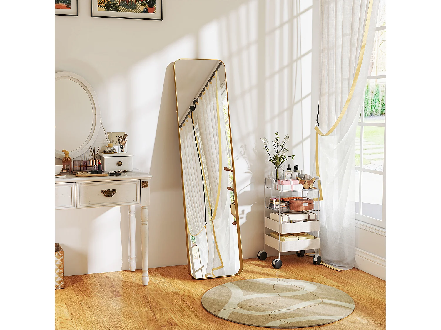 Specchio da terra figura intera con cavalletto 40x160 cm Oro