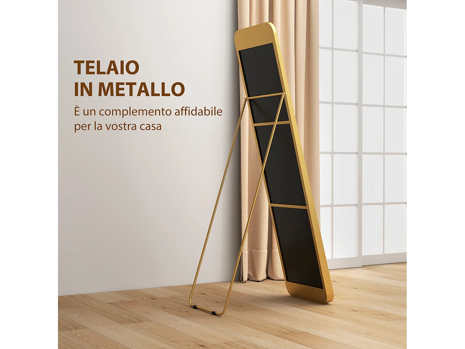 Specchio da terra figura intera con cavalletto 40x160 cm Oro