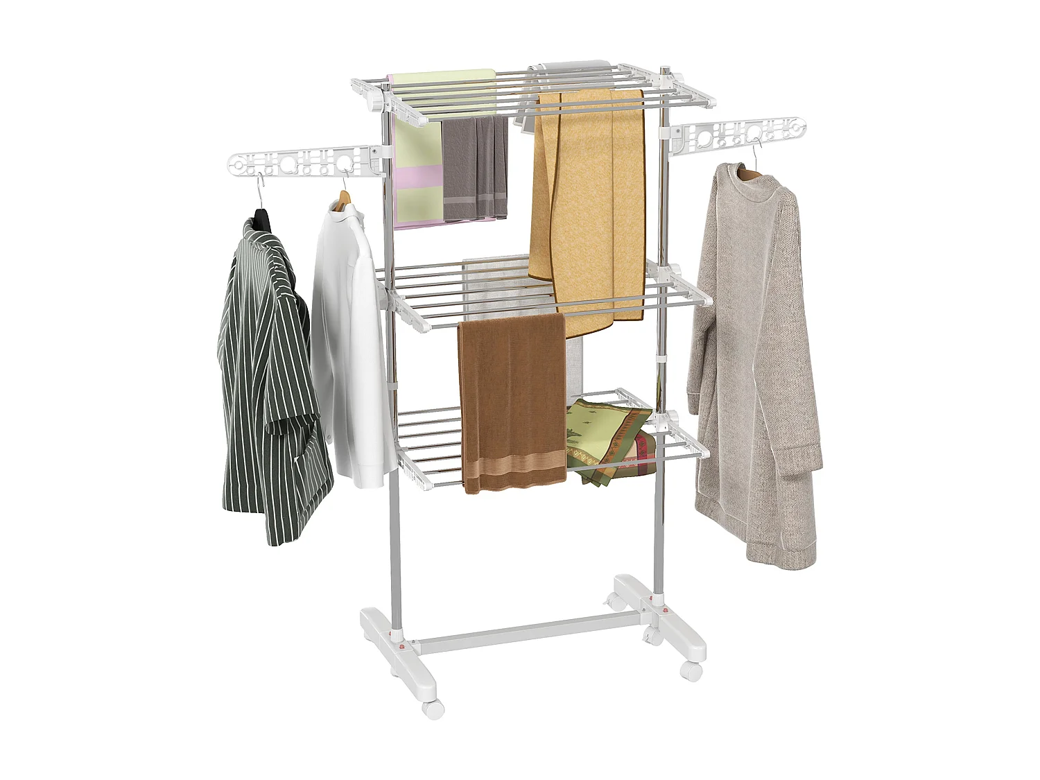 Stendibiancheria verticale 3 ripiani con ruote in acciaio inox