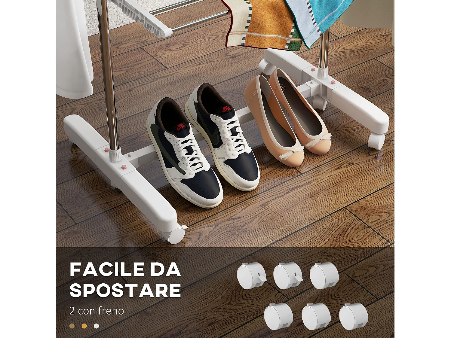 Stendibiancheria verticale 3 ripiani con ruote in acciaio inox