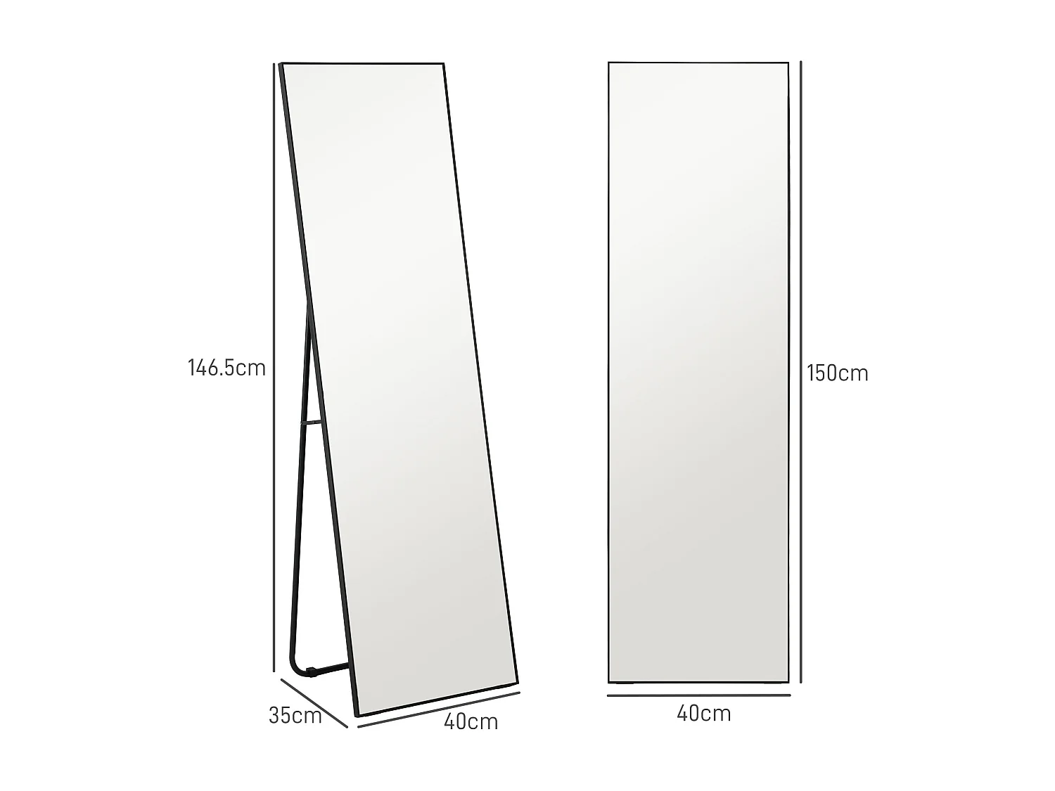 Specchio da terra figura intera autoportante o da parete 40x150 cm