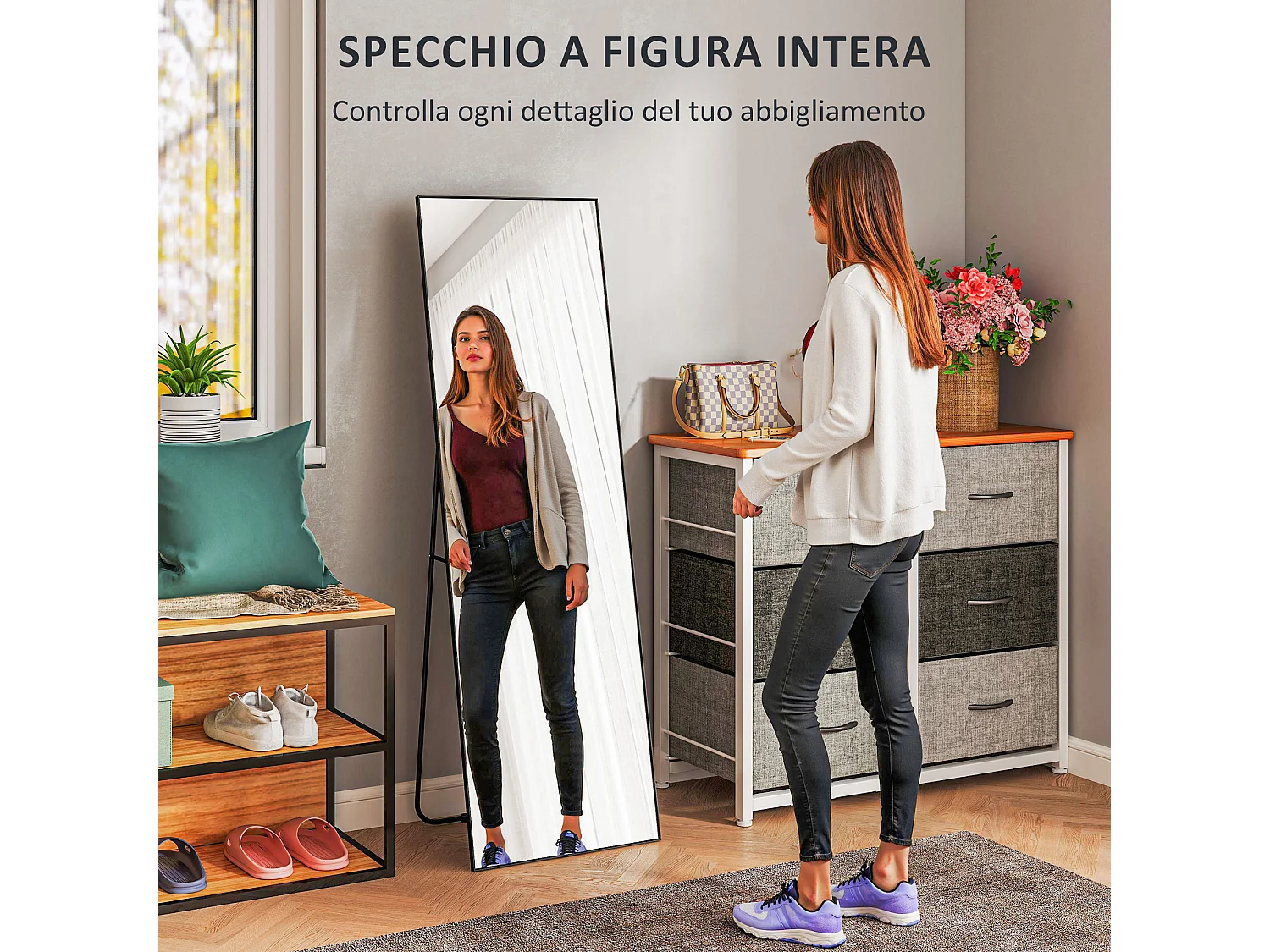 Specchio da terra figura intera autoportante o da parete 40x150 cm