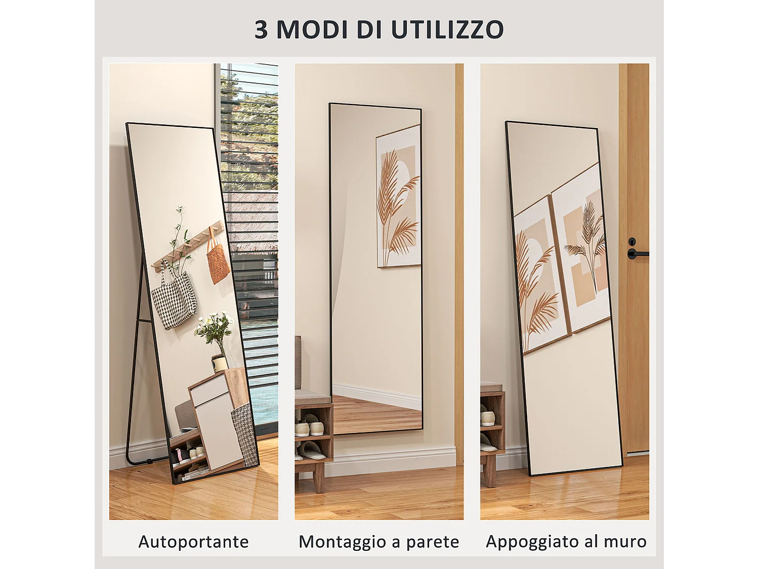 Specchio da terra figura intera autoportante o da parete 40x150 cm