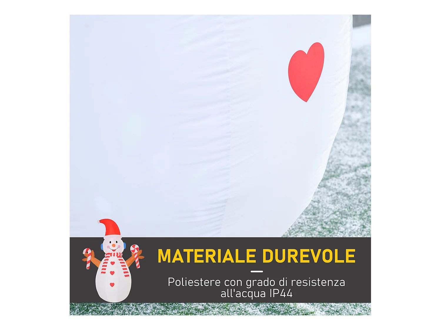 Pupazzo di neve gonfiabile con cappello 240cm luci led bianco