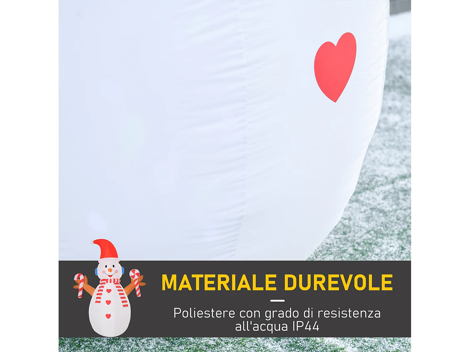 Pupazzo di neve gonfiabile con cappello 240cm luci led bianco