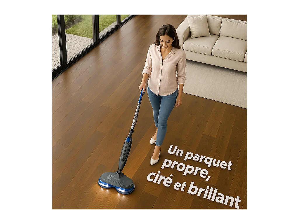 Balai 2 en 1 : Nettoyeur Vapeur / Cireuse de Parquet eziclean® Steam Wave 360