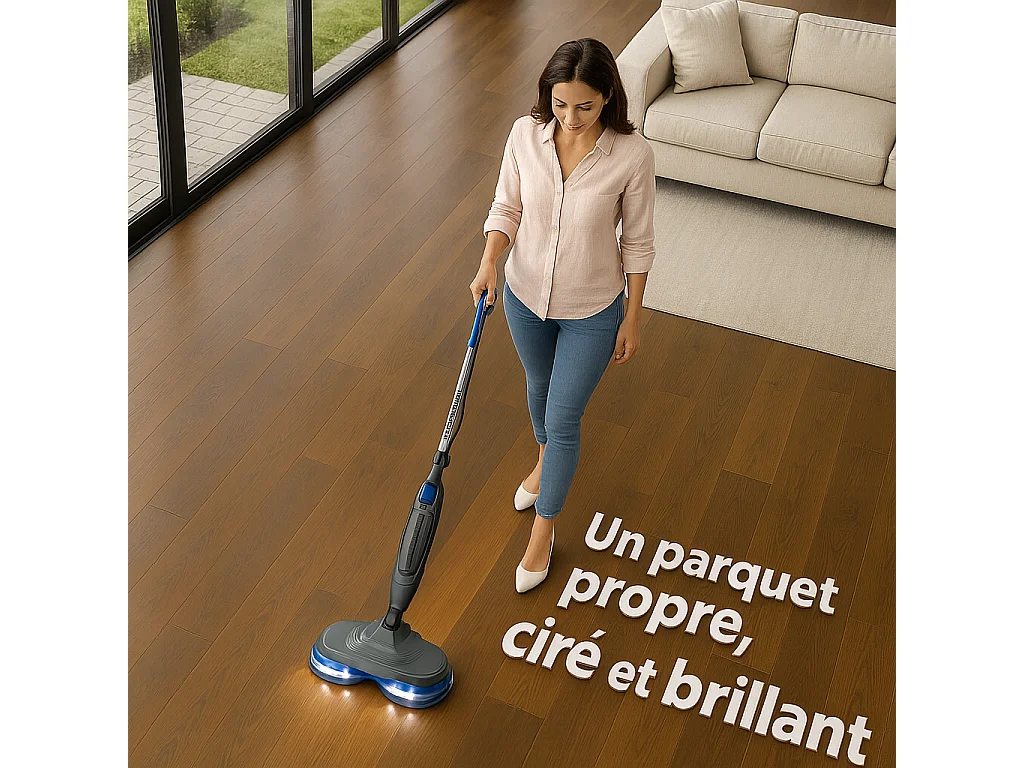 Balai 2 en 1 : Nettoyeur Vapeur / Cireuse de Parquet eziclean® Steam Wave 360