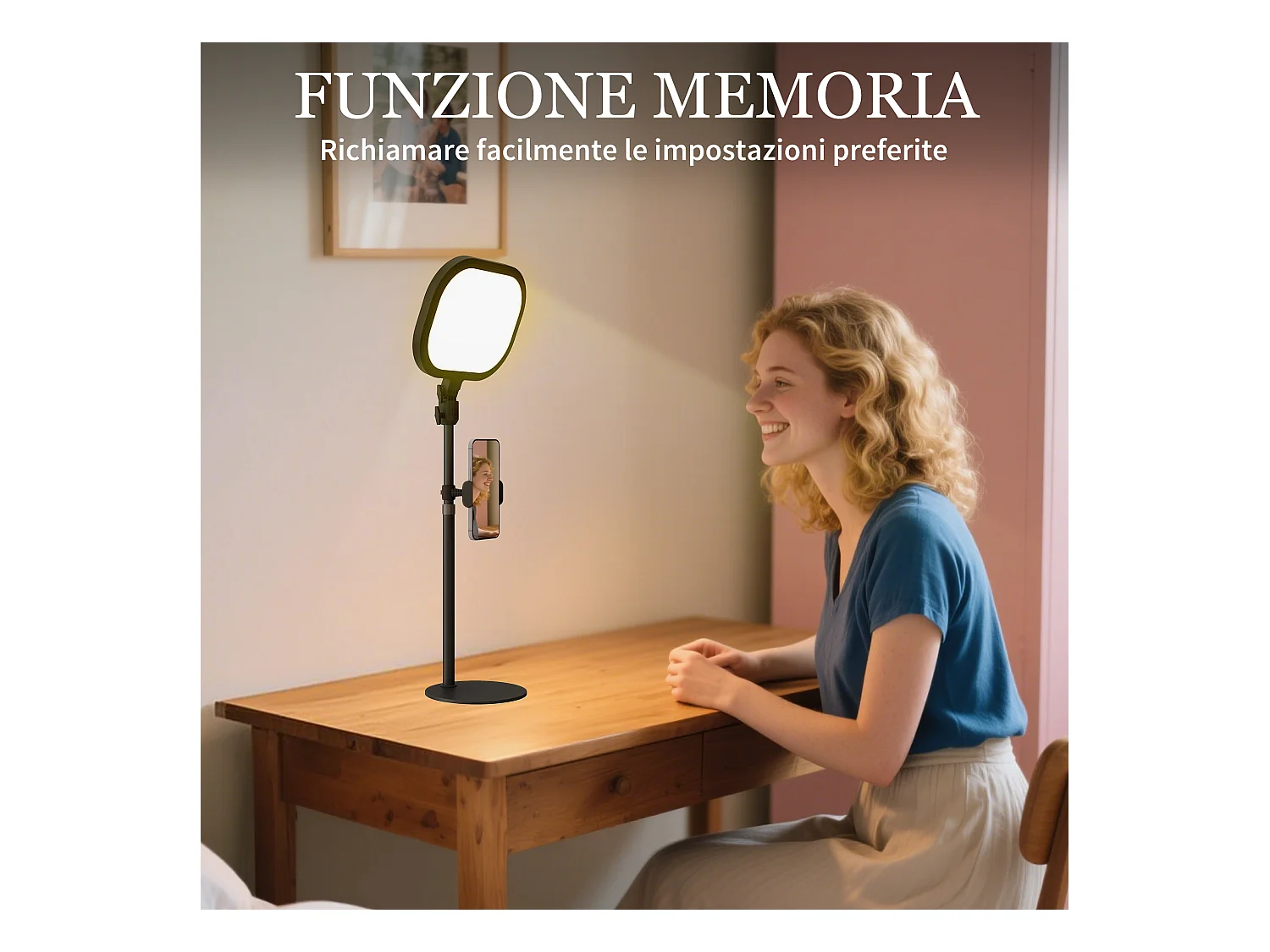 Lampada da scrivania led con porta cellulare e luce regolabile nero