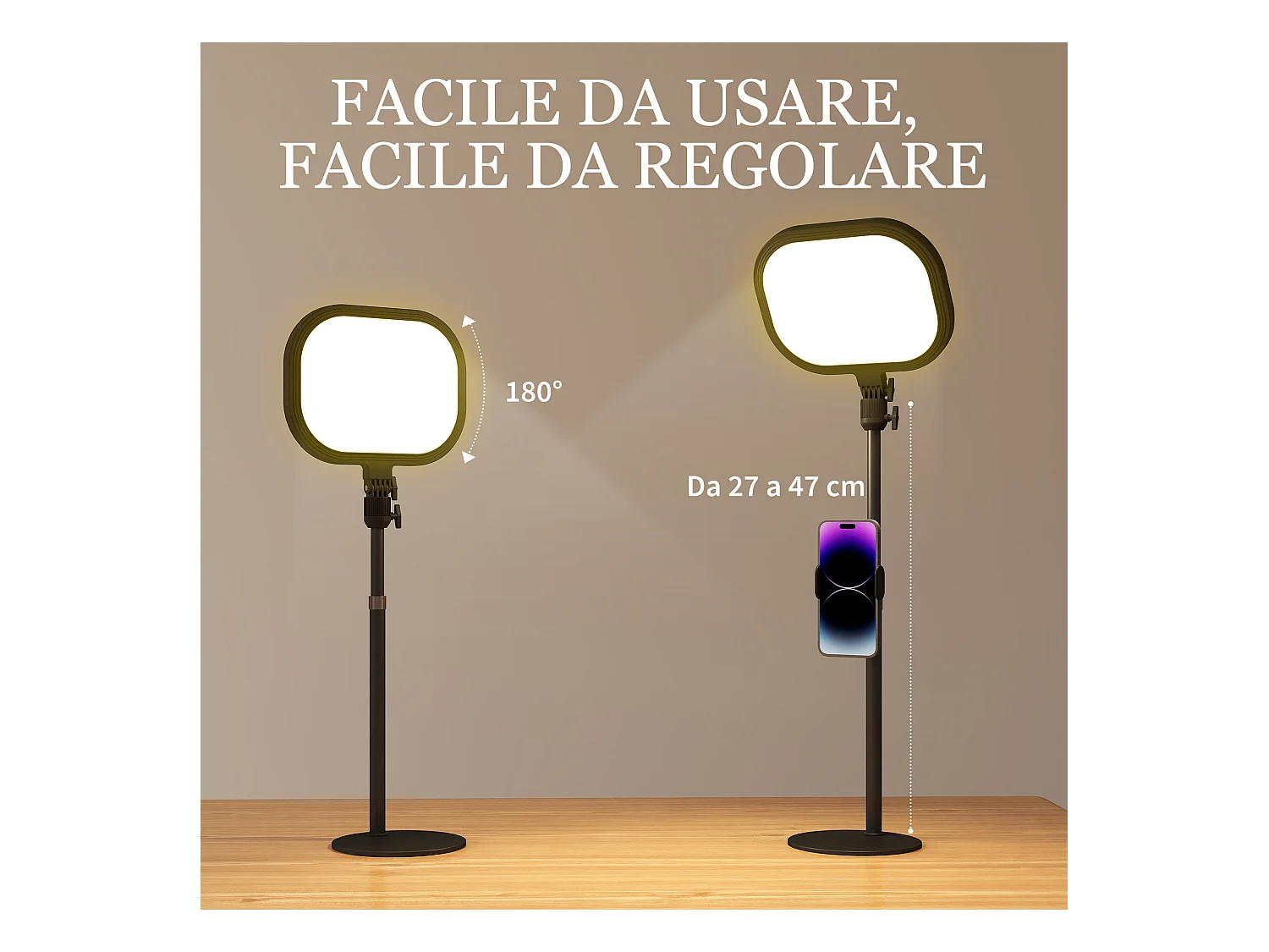 Lampada da scrivania led con porta cellulare e luce regolabile nero