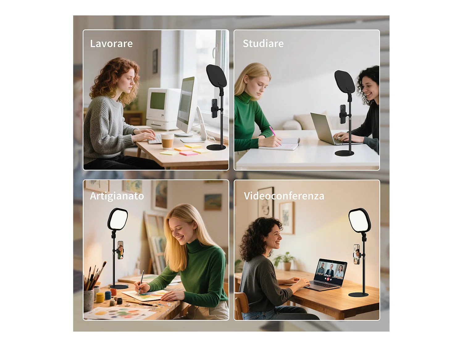 Lampada da scrivania led con porta cellulare e luce regolabile nero